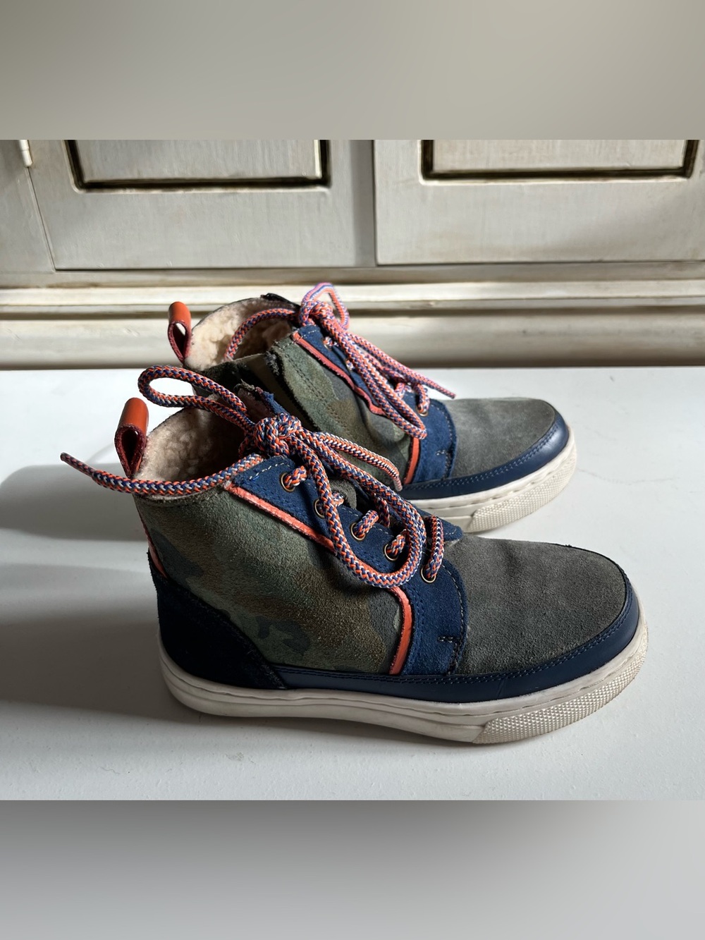Mini Boden Kids Multi Color Camo High Top Sneaker Boots Size EU 28 US 10-10.5
